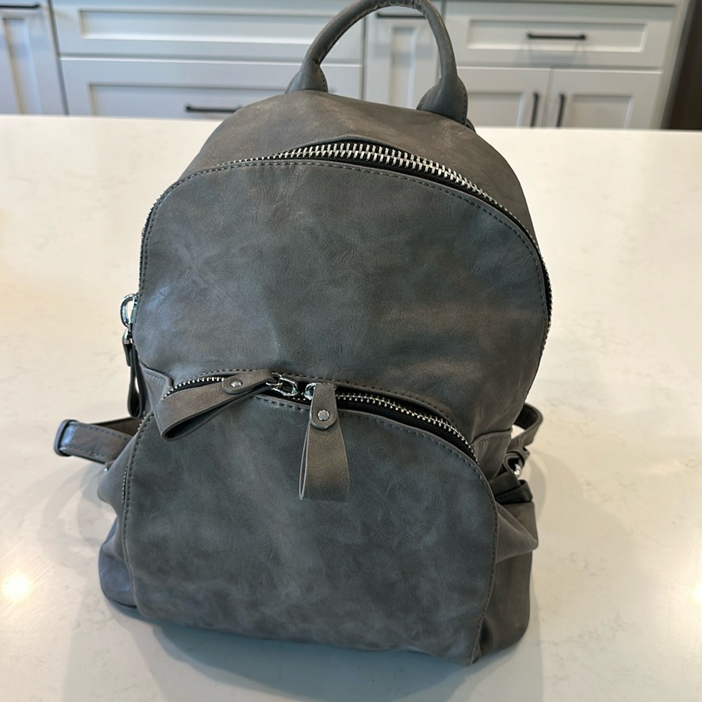 Madison West Vegan leather backpack -Grey